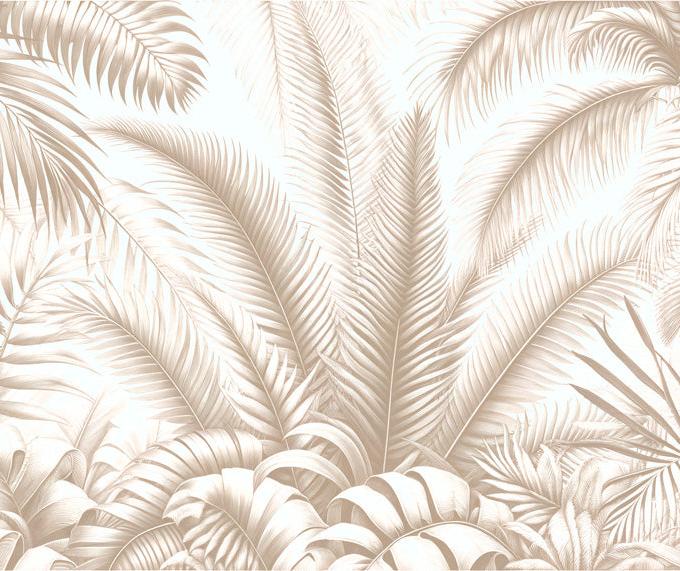 Papier peint feuillage beige jungle de feuilles