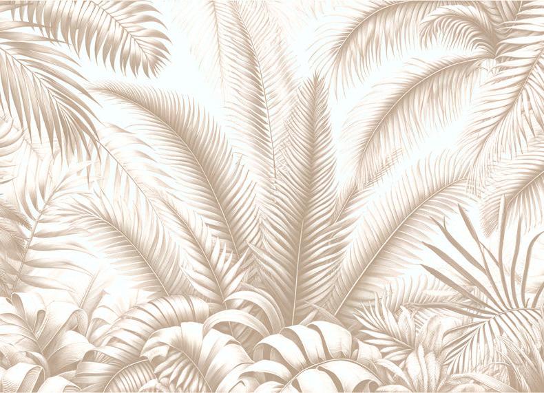 Papier peint feuillage beige jungle de feuilles