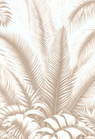 Papier peint feuillage beige jungle de feuilles