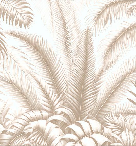 Papier peint feuillage beige jungle de feuilles