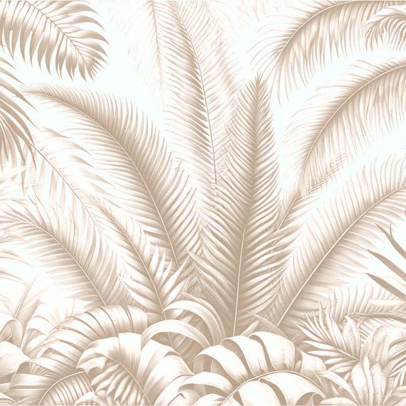 Papier peint feuillage beige jungle de feuilles