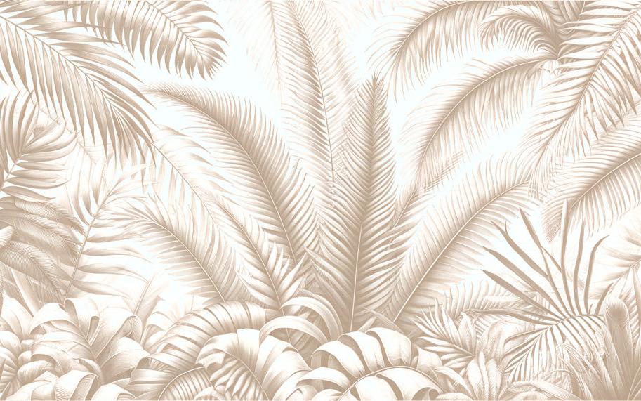 Papier peint feuillage beige jungle de feuilles