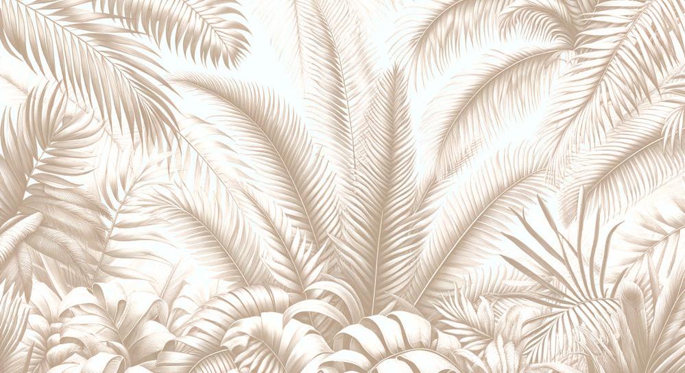 Papier peint feuillage beige jungle de feuilles
