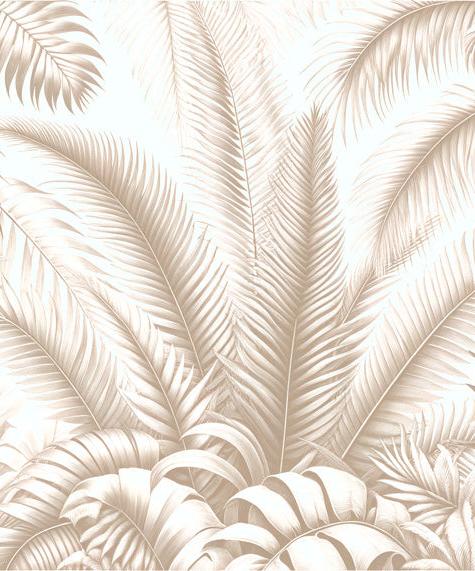 Papier peint feuillage beige jungle de feuilles