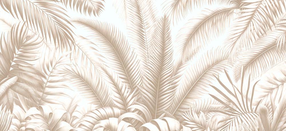 Papier peint feuillage beige jungle de feuilles