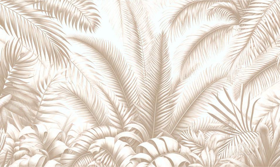 Papier peint feuillage beige jungle de feuilles