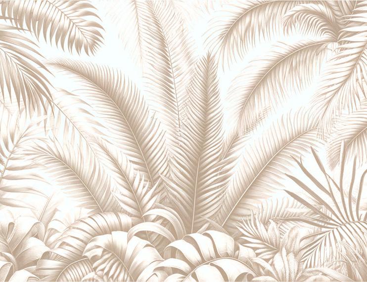 Papier peint feuillage beige jungle de feuilles