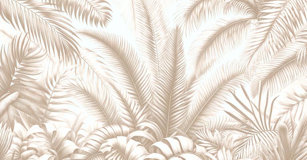 Papier peint feuillage beige jungle de feuilles