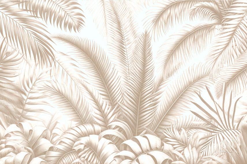 Papier peint feuillage beige jungle de feuilles