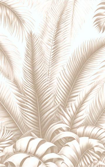 Papier peint feuillage beige jungle de feuilles