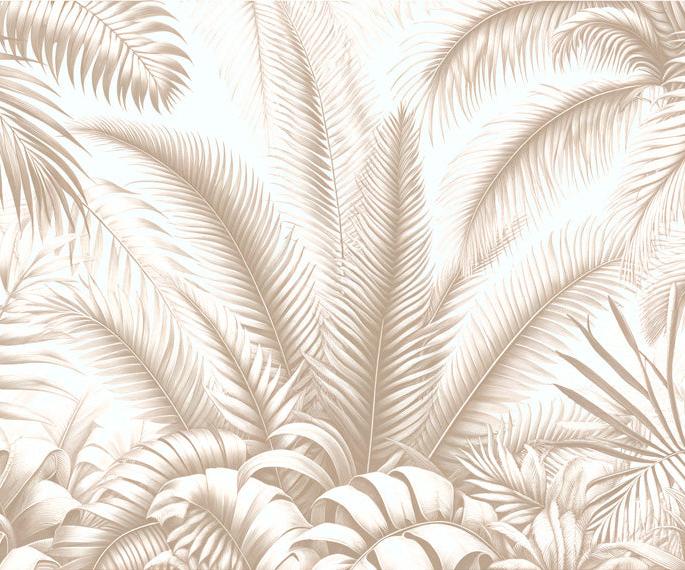 Papier peint feuillage beige jungle de feuilles