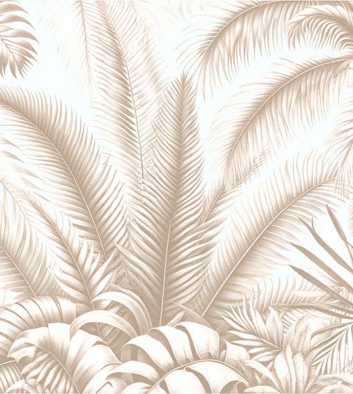 Papier peint feuillage beige jungle de feuilles