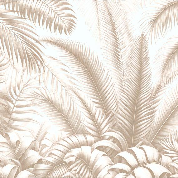 Papier peint feuillage beige jungle de feuilles