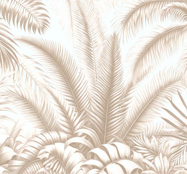 Papier peint feuillage beige jungle de feuilles