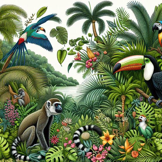 Papier peint perroquet jungle tropicale
