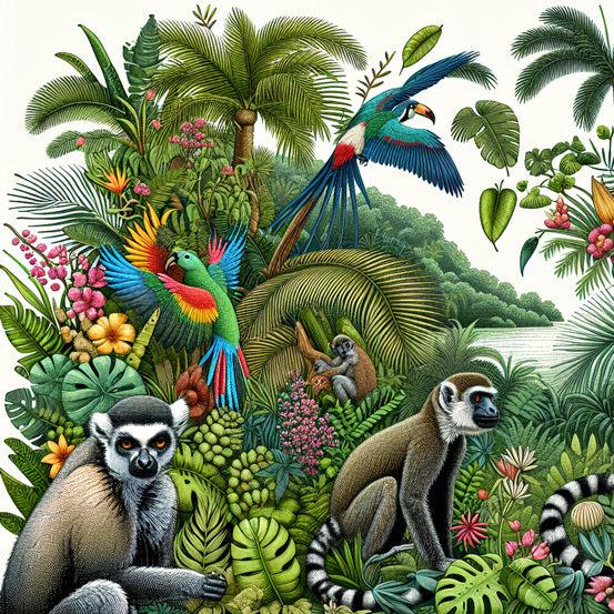 Papier peint perroquet jungle tropicale