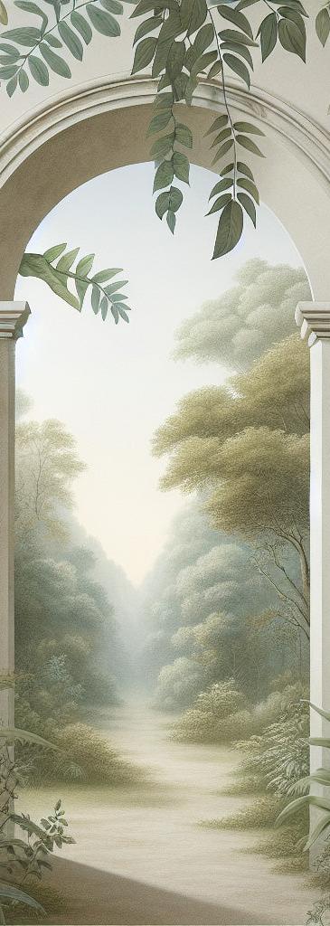 Papier peint trompe-l'œil arche forêt tropicale