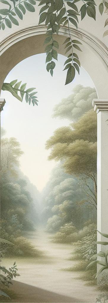 Papier peint trompe-l'œil arche forêt tropicale