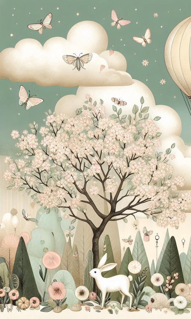 Papier peint chambre enfant cirque et montgolfières