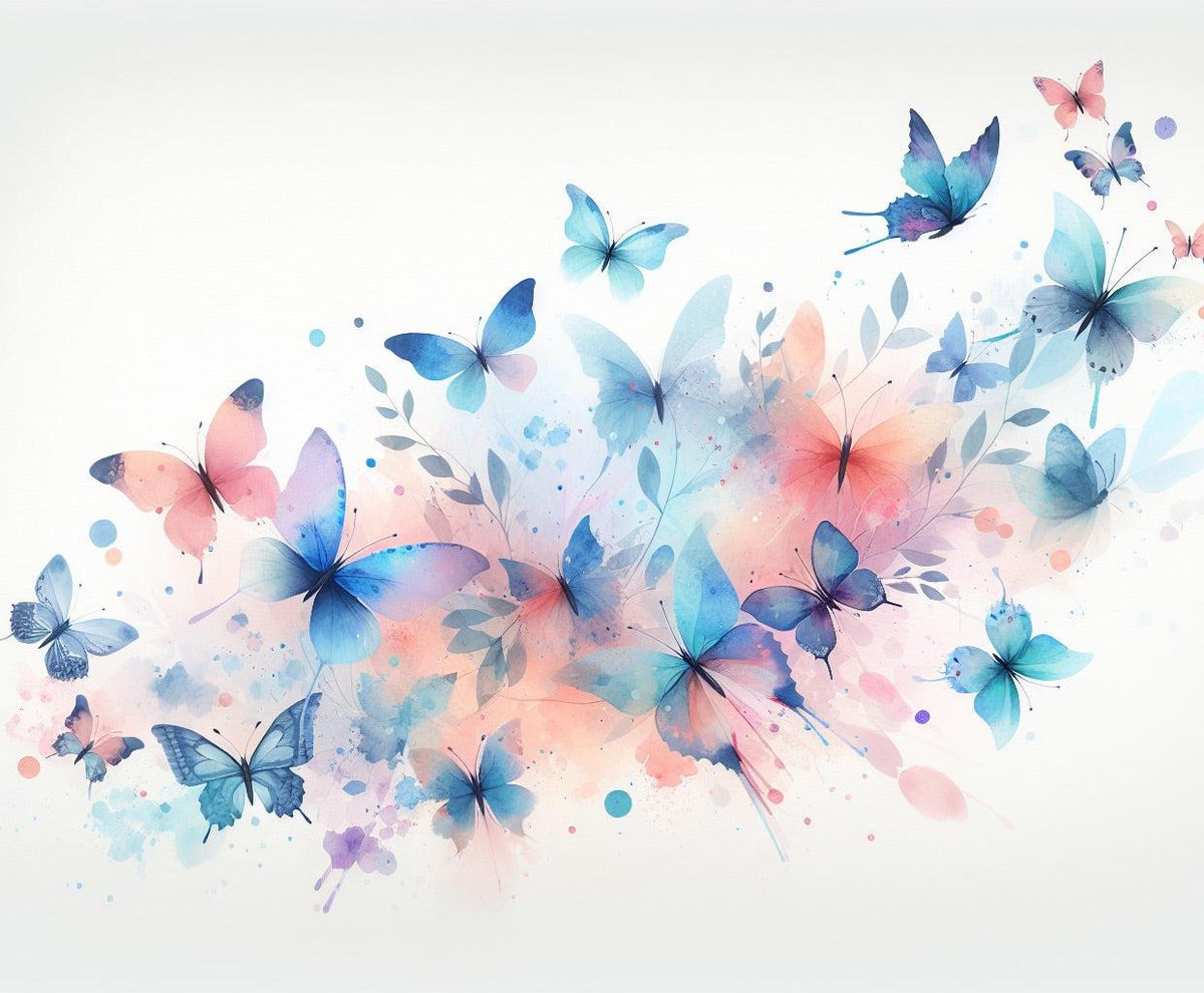 Papier peint papillons envolée aquarelle