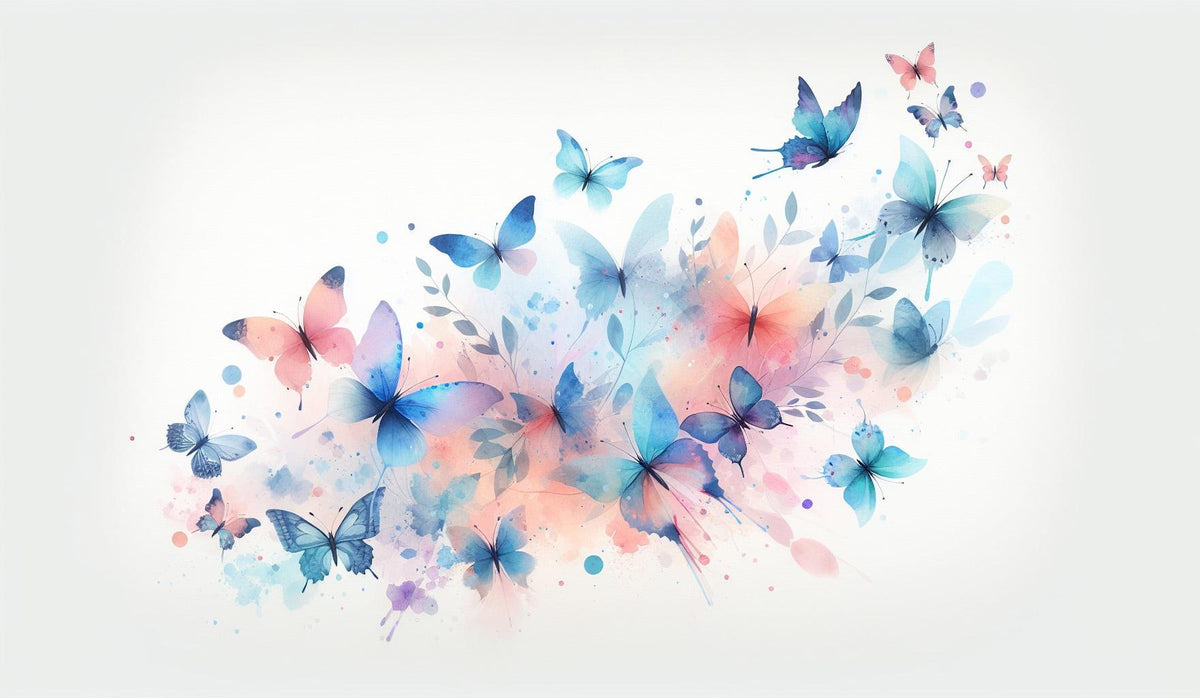 Papier peint papillons envolée aquarelle