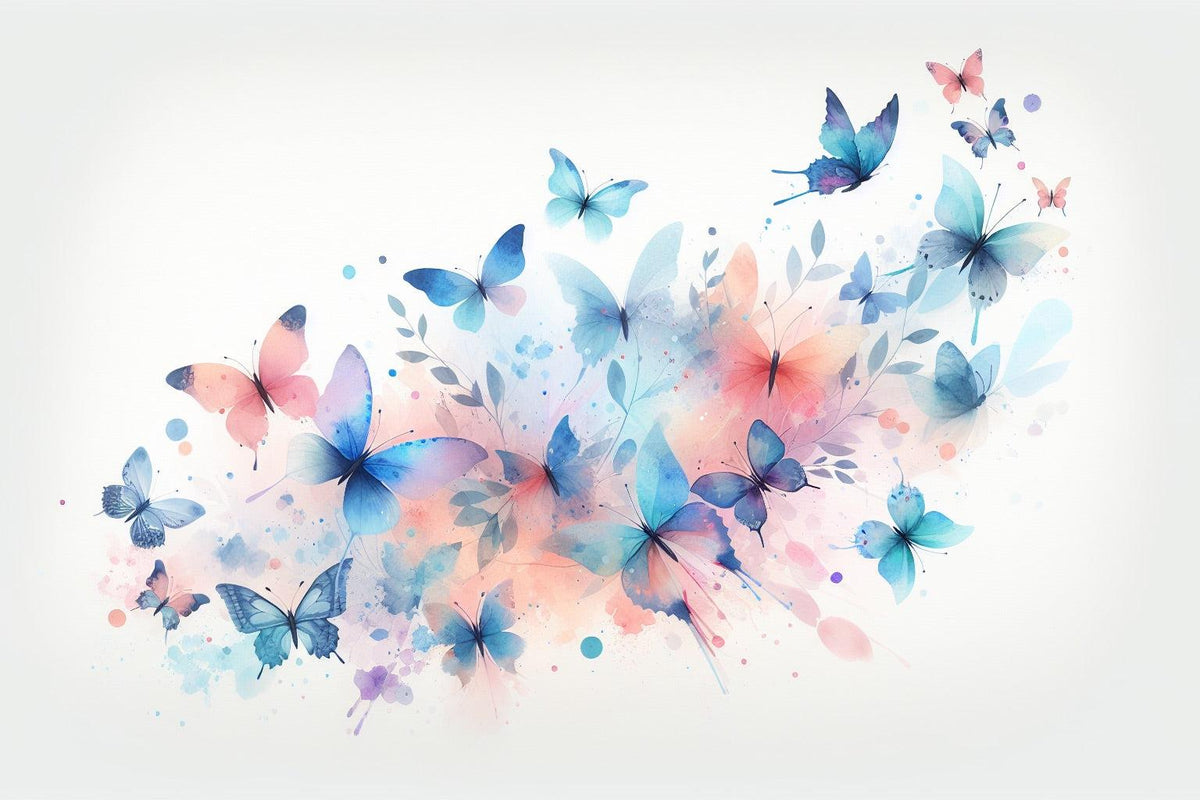 Papier peint papillons envolée aquarelle