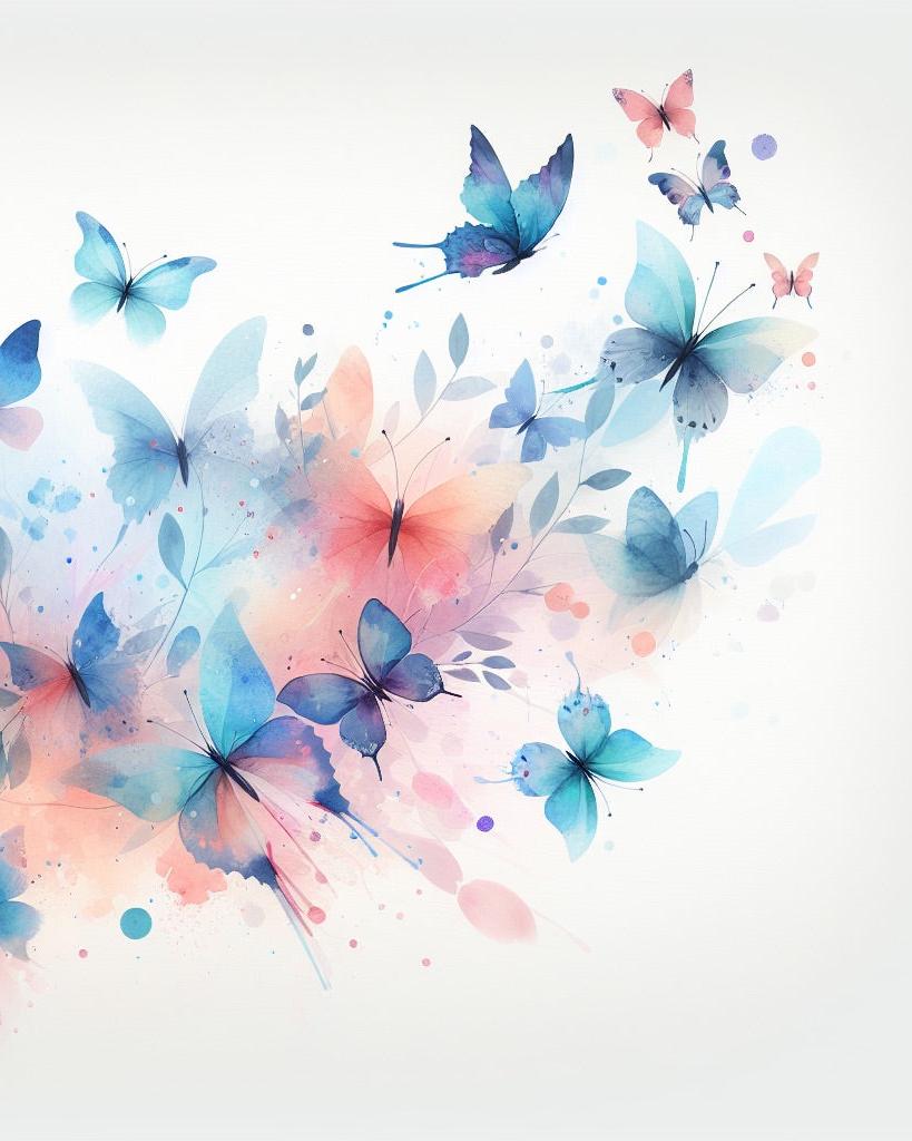 Papier peint papillons envolée aquarelle
