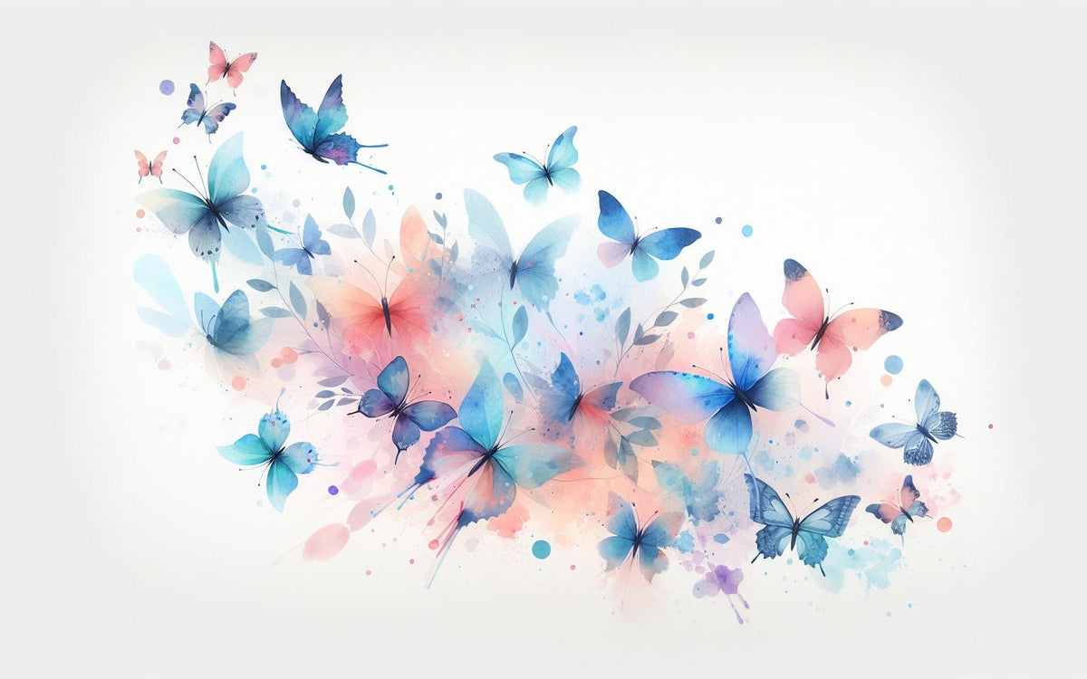 Papier peint papillons envolée aquarelle
