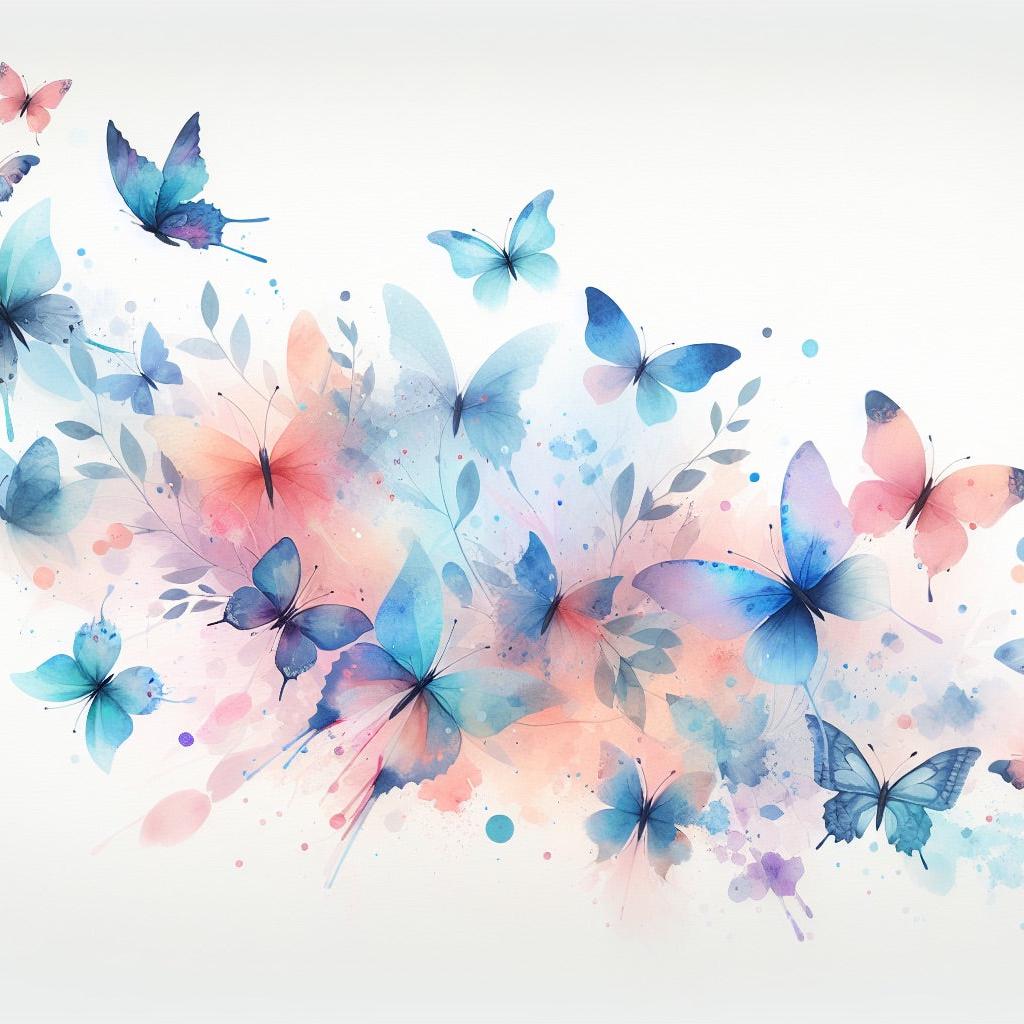 Papier peint papillons envolée aquarelle