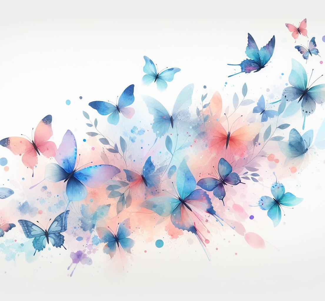 Papier peint papillons envolée aquarelle