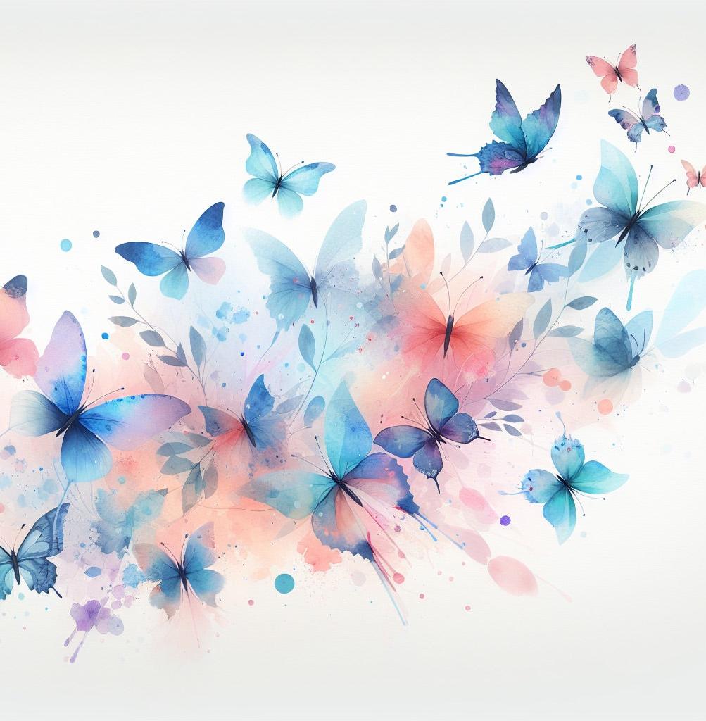 Papier peint papillons envolée aquarelle