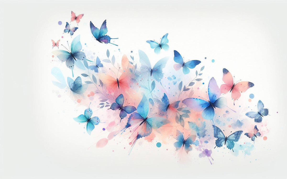 Papier peint papillons envolée aquarelle