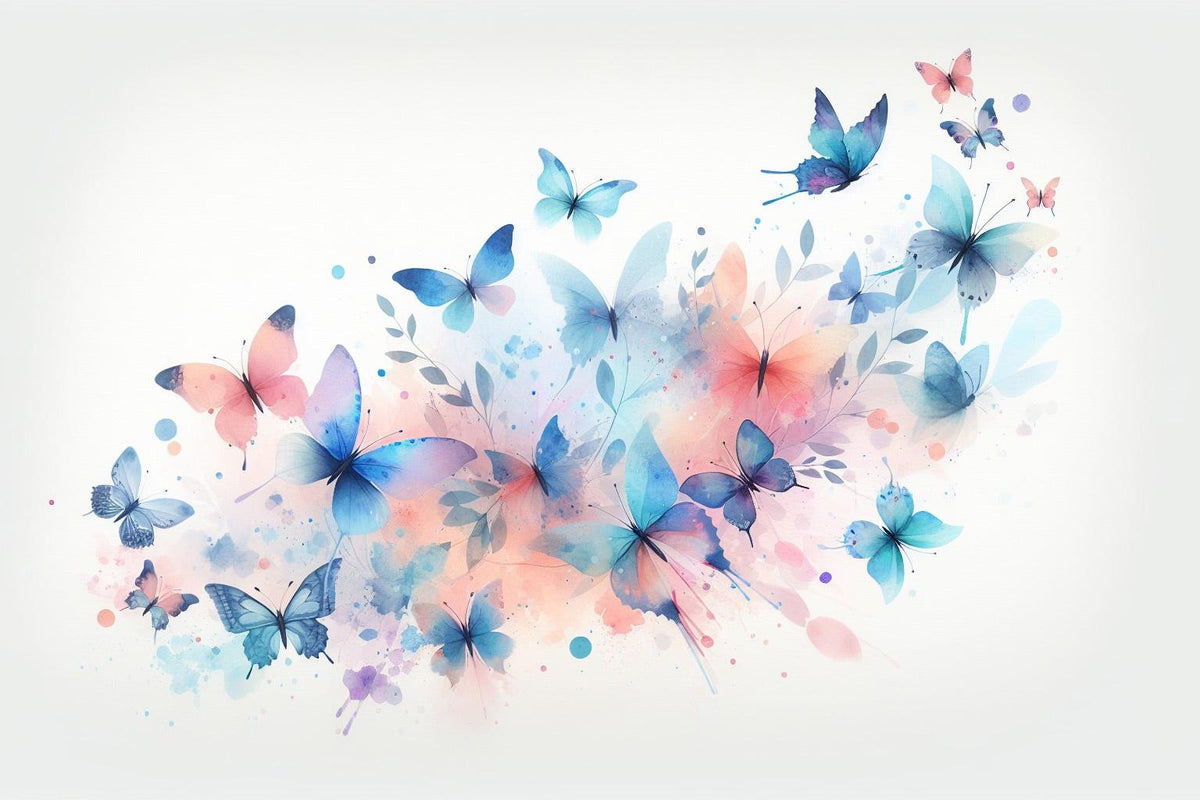 Papier peint papillons envolée aquarelle