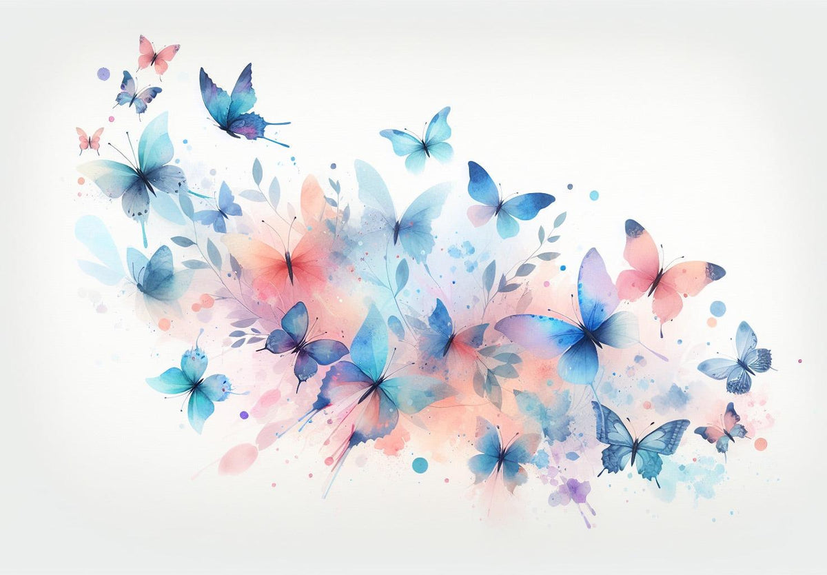 Papier peint papillons envolée aquarelle
