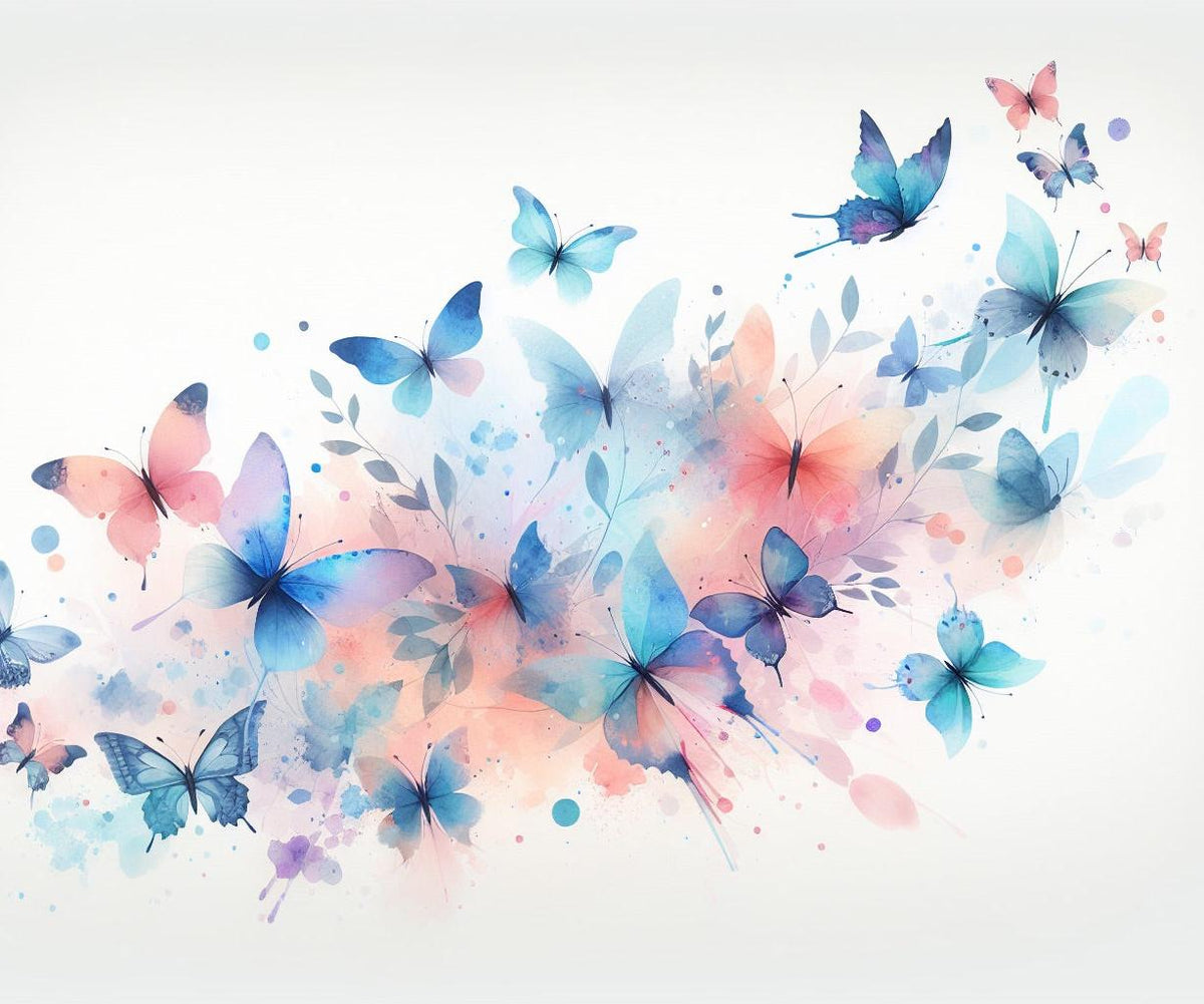 Papier peint papillons envolée aquarelle