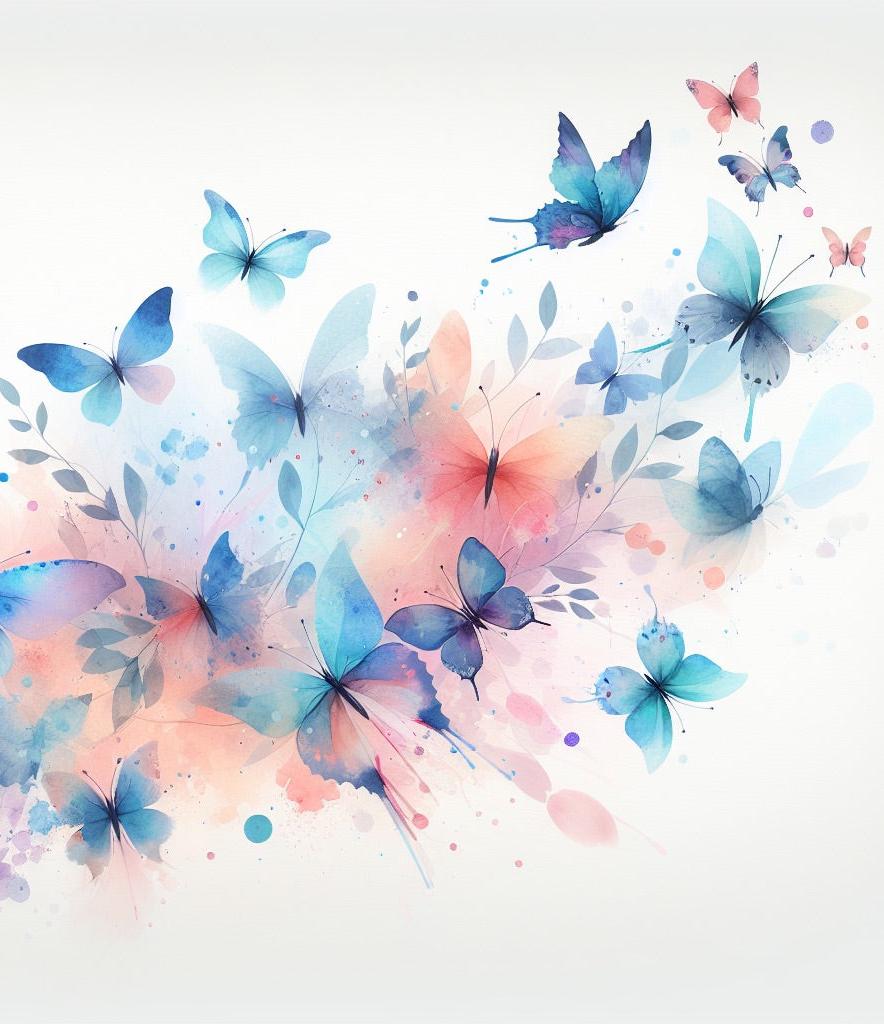 Papier peint papillons envolée aquarelle