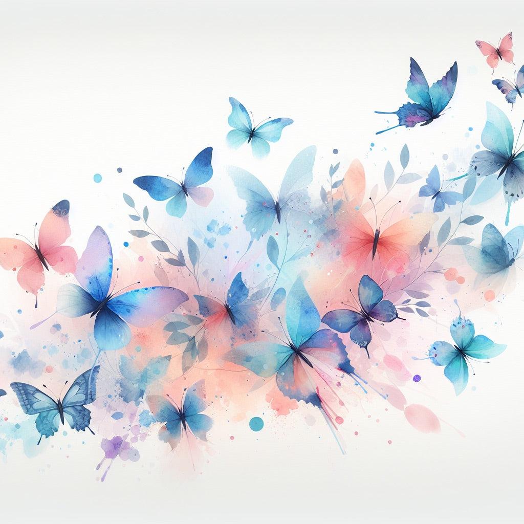 Papier peint papillons envolée aquarelle