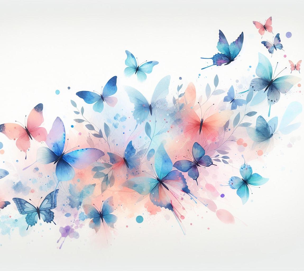 Papier peint papillons envolée aquarelle