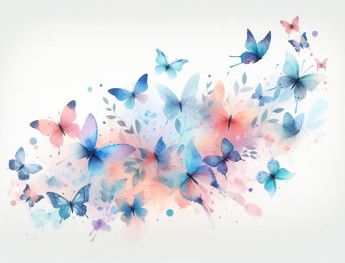 Papier peint papillons envolée aquarelle