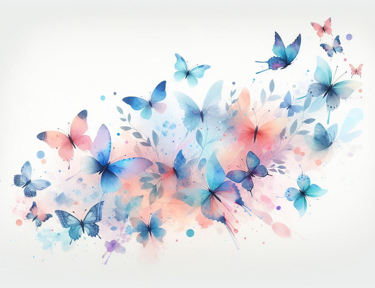 Papier peint papillons envolée aquarelle