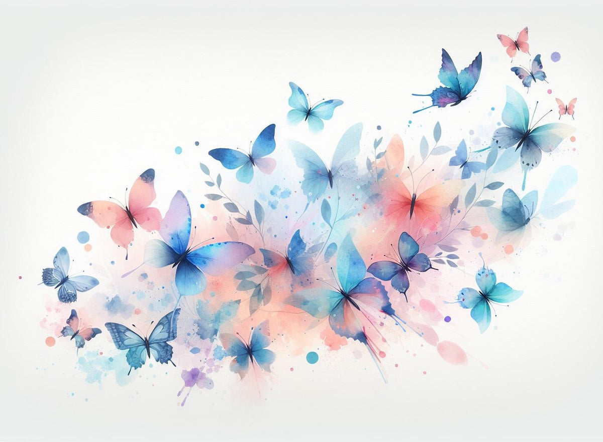 Papier peint papillons envolée aquarelle