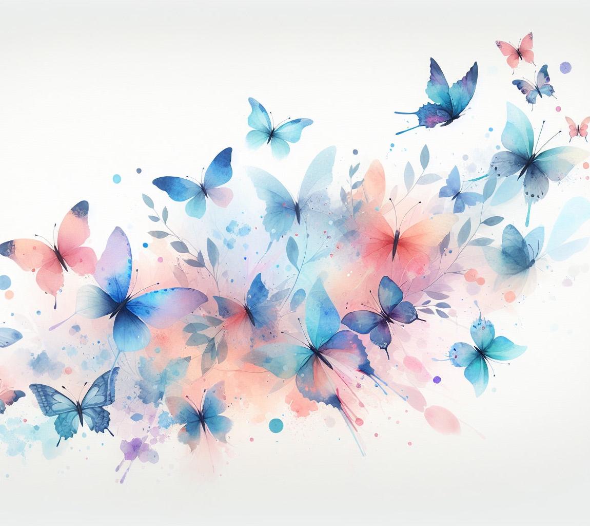 Papier peint papillons envolée aquarelle