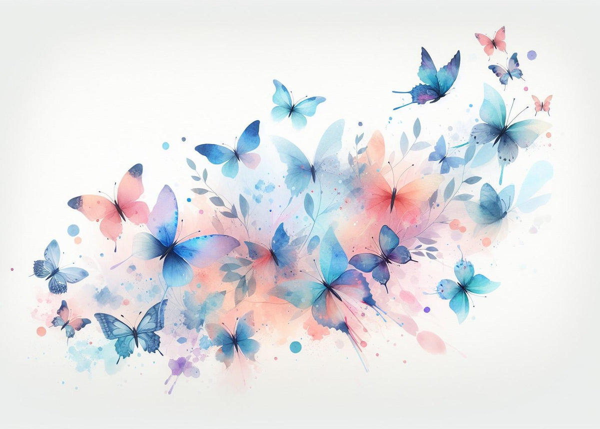 Papier peint papillons envolée aquarelle