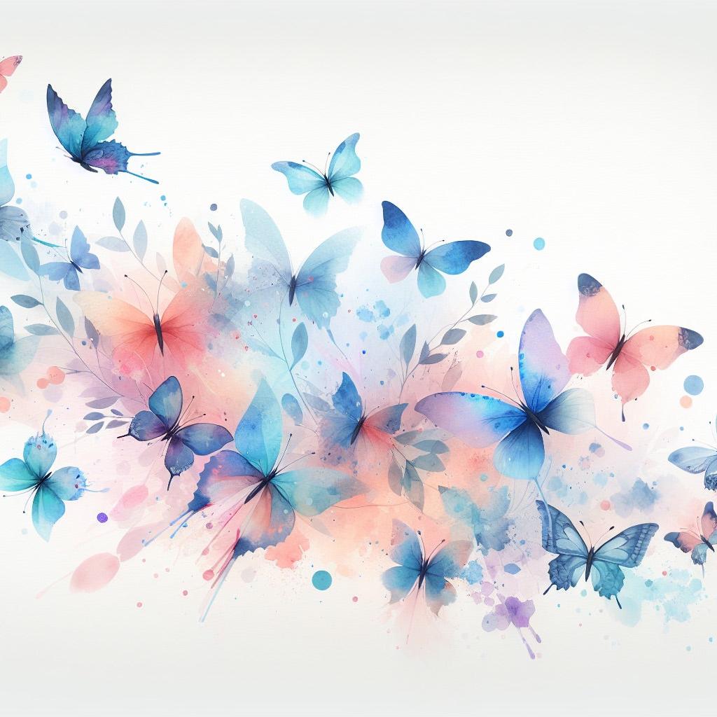 Papier peint papillons envolée aquarelle