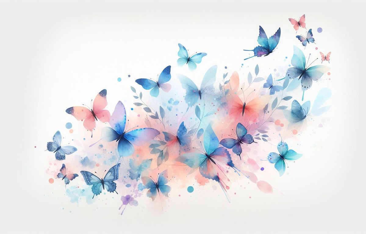 Papier peint papillons envolée aquarelle