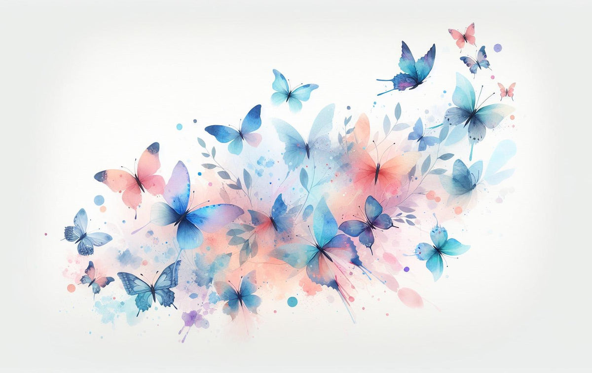 Papier peint papillons envolée aquarelle