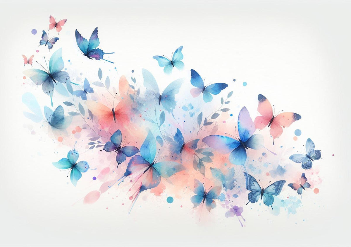 Papier peint papillons envolée aquarelle