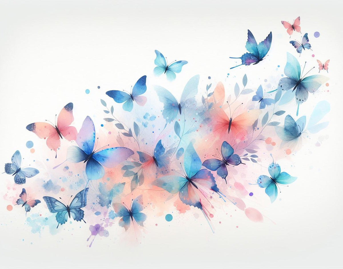 Papier peint papillons envolée aquarelle