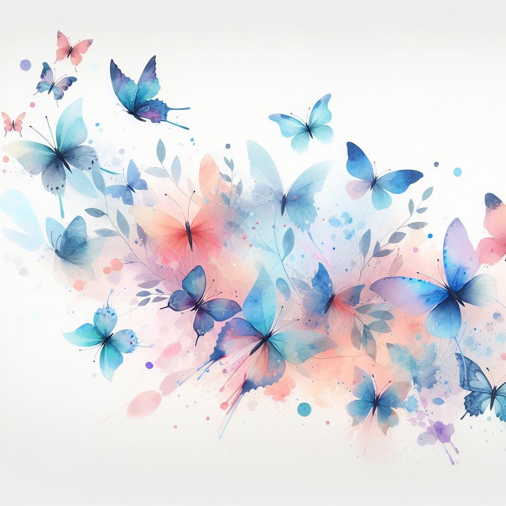 Papier peint papillons envolée aquarelle