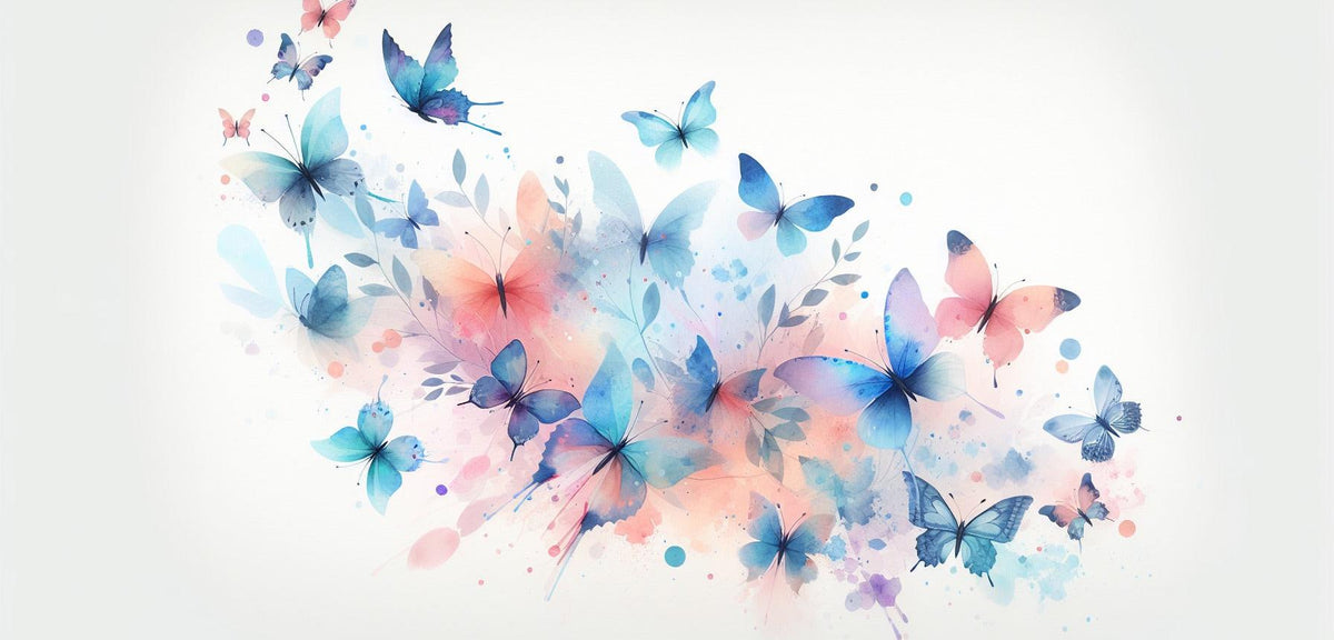 Papier peint papillons envolée aquarelle